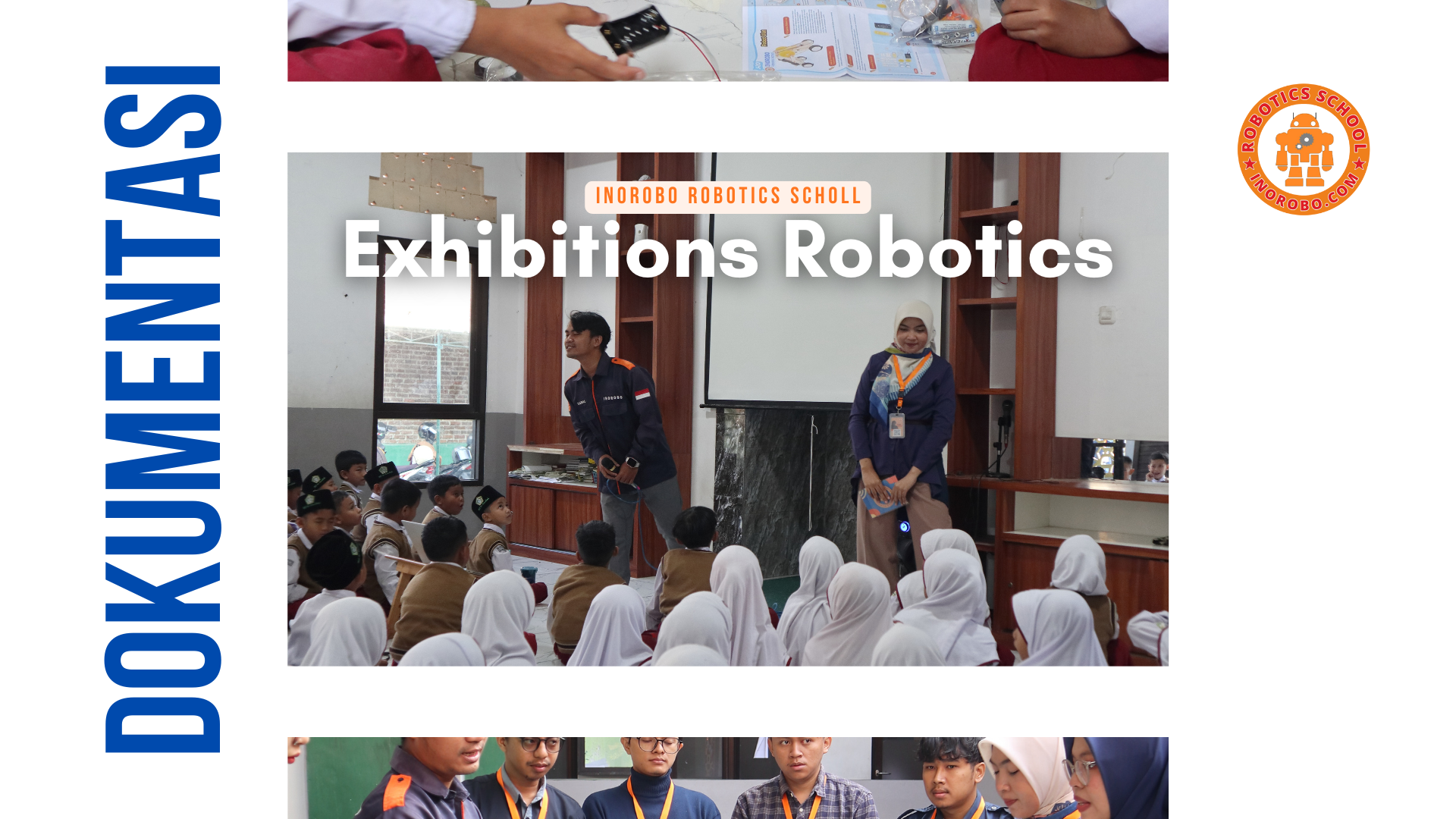 Anak-anak sedang fokus merakit robot